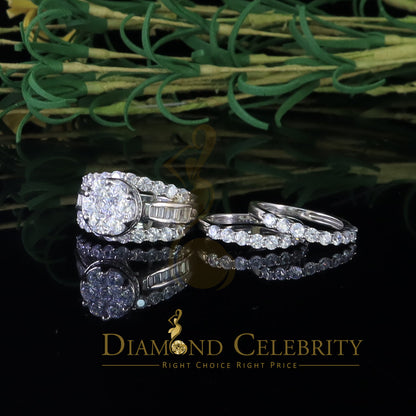 DiamondCelebritees 925 Sterling Womens 13.00ct White Cubic Zirconia Silver Trio Womens Ring Size 9
