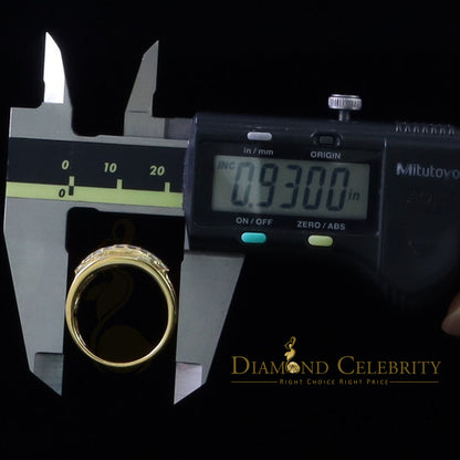 DiamondCelebritees 925 Yellow 1.75ct Cubic Zirconia Silver Men's Adjustable Ring From SZ 9 to 11