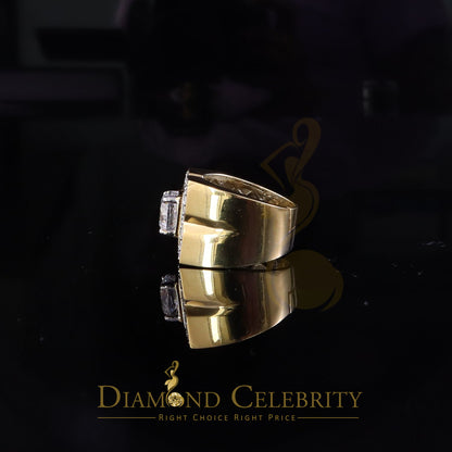 DiamondCelebritees 4.50ct Cubic Zirconia Yellow 925 Silver Men's Adjustable Ring SZ From 9 to 11