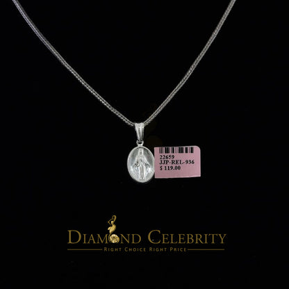 DiamondCelebritees 925 Sterling Silver Double Side Oval Jesus Men's/Women's Pendant White Religious