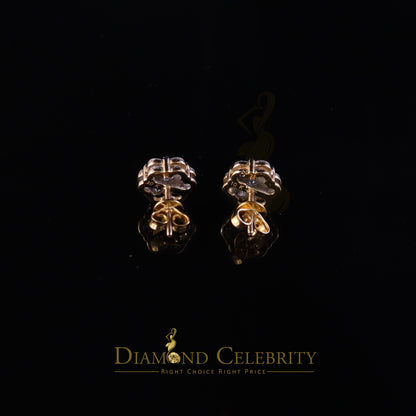 DiamondCelebritees Real Moissanite VVS 'D' Color 2.0ct 10k Real Yellow Gold Stud FLORAL Earrings