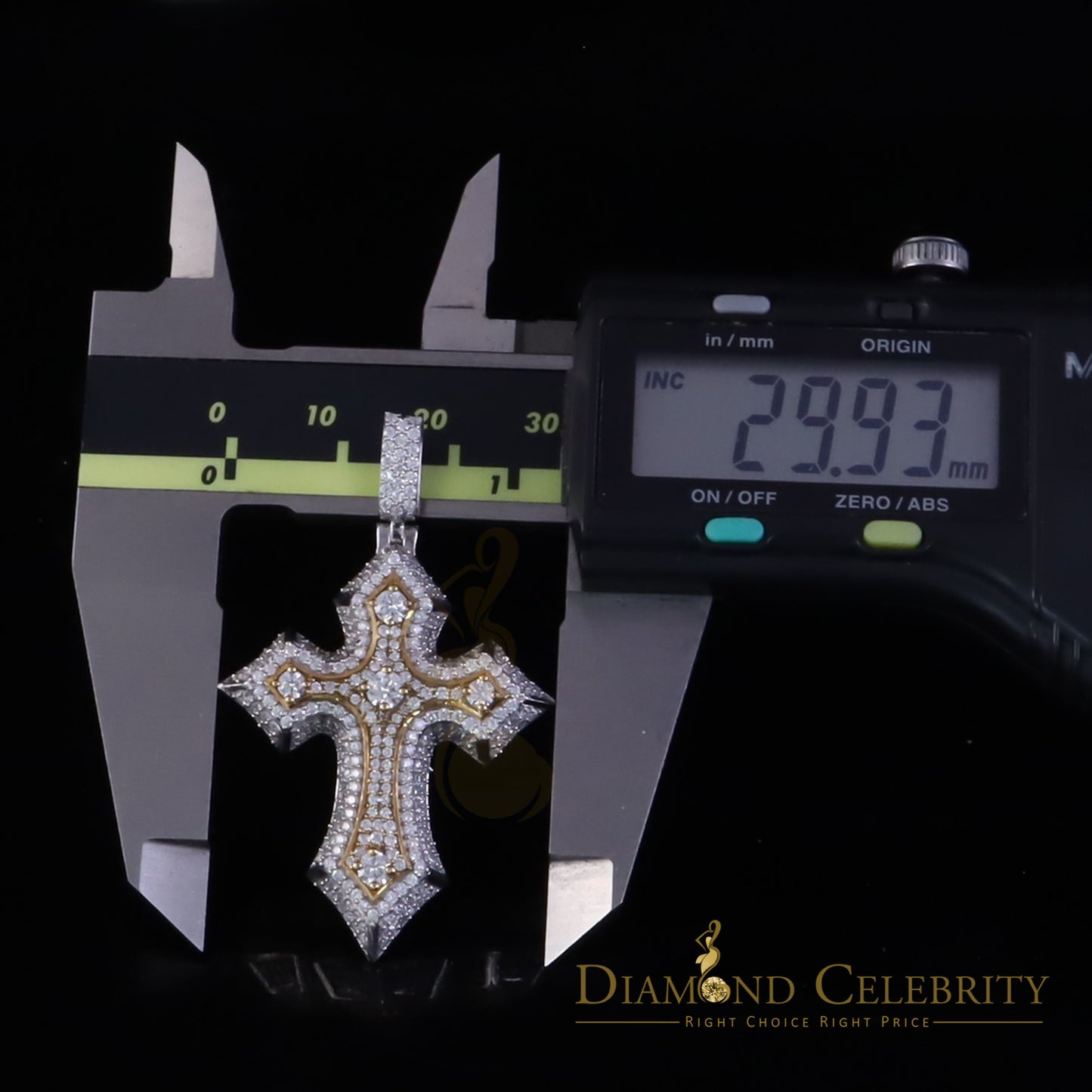 Diamondcelebritees  2.5ct VVS D Moissanite White Tricolor 1.2" Silver Charm Cross Pendant Men/ Women