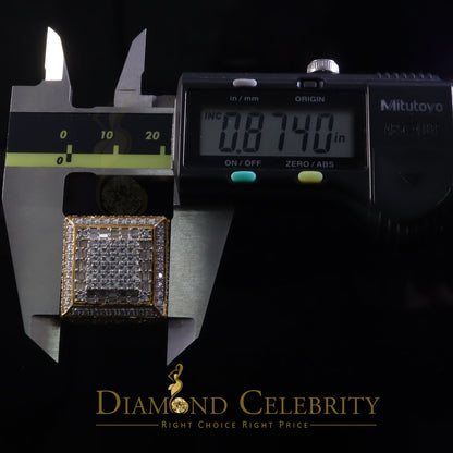 DiamondCelebritees 925 Sterling Silver 4.50ct VVS 'D' Moissanite Yellow Square Rings Size 10 Men's