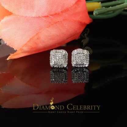 DiamondCelebritees 0.15ct Diamond 925 Sterling Silver White Square Earring For Men's / Women's