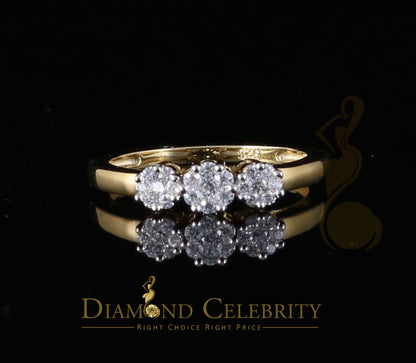 DiamondCelebritees 925 Yellow Silver Cubic Zirconia 1.25 ct Past Present Future Womens Ring Size 6