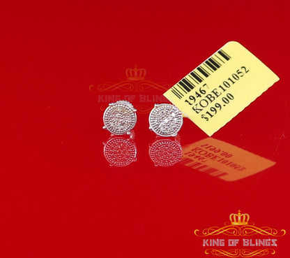 King Of Bling's 925 Sterling Silver 0.10ct Diamond For Ladies / Men's White Stud Round Earrings
