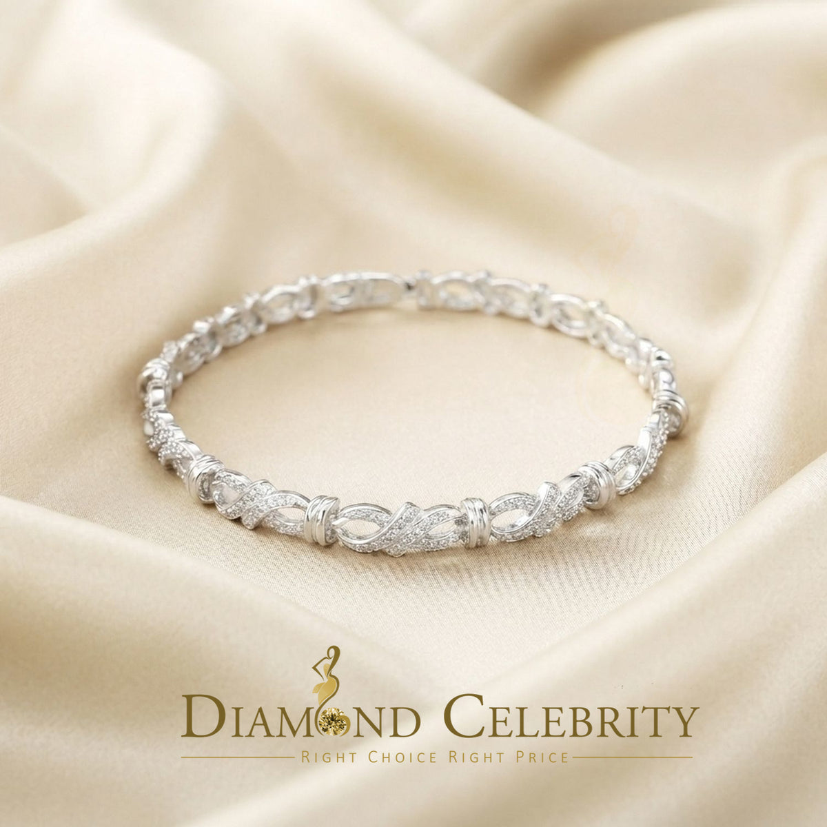Diamondcelebritees 925 Sterling Silver White Bracelete Size 7 Inch with 0.22CT Genuine Diamonds