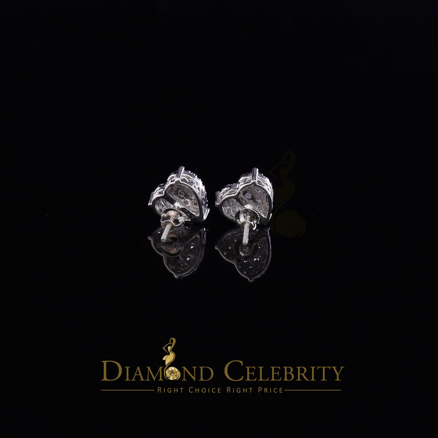 DiamondCelebritees  925 Sterling White Silver 1.64ct Cubic Zirconia Heart Women's Stud Earrings