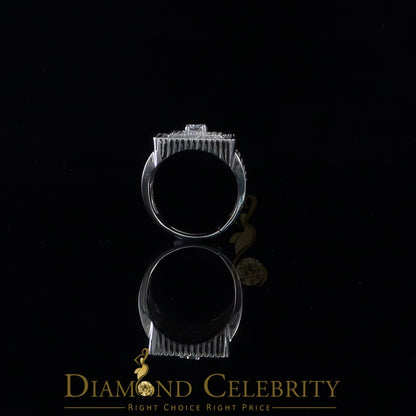 DiamondCelebritees Men's 6.25ct Cubic Zirconia White Silver Round Adjustable Ring From SZ 11 to 13