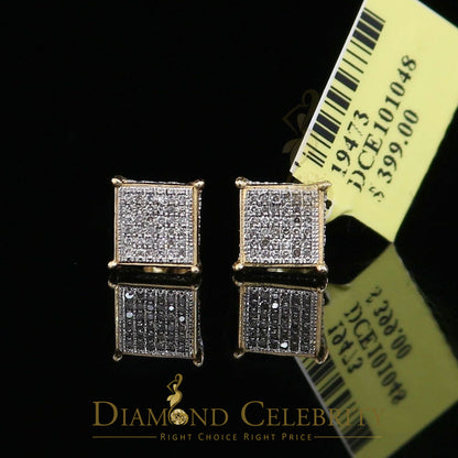 DiamondCelebritees 0.20ct Diamond Collection Yellow 925 Sterling Silver Women & Men Square Earrings