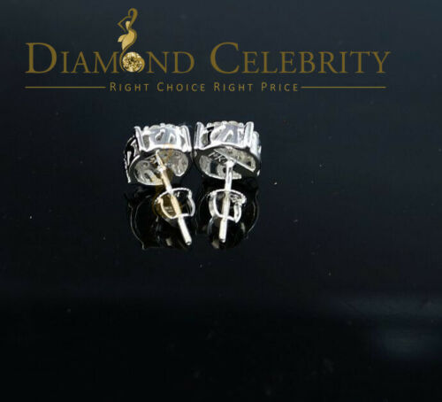 DiamondCelebritees 10K Real White Gold Real Diamond 0.60CT Men's/Women's Stud Round Earring