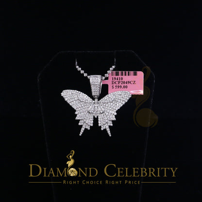 DiamondCelebritees White 925 Sterling Silver Butterfly Shape Pendant with 3.36ct Cubic Zirconia