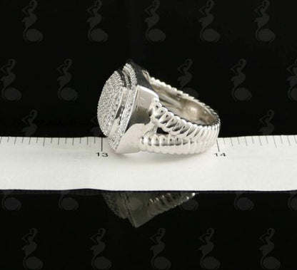 DiamondCelebritees 925 Silver White 2.00ct Cubic Zirconia Wide Square Albion Womens Ring Size 8
