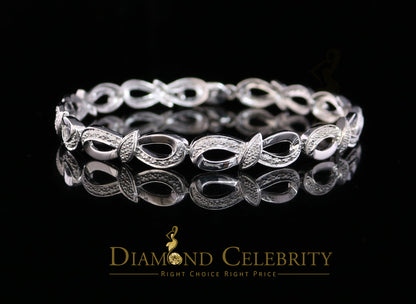Diamondcelebritees 925 Sterling Silver Infinity Style 0.15CT Real Diamond Bracelet Size 7.5 Inch