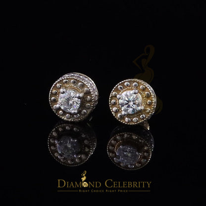 DiamondCelebritees Men's/Womens 925 Silver Yellow 0.50ct VVS 'D' Moissanite Round Stud Earrings