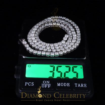 DiamondCelebritees Tennis Necklace 925 Silver White Moissanite size 20 inch & Width 5.2mm