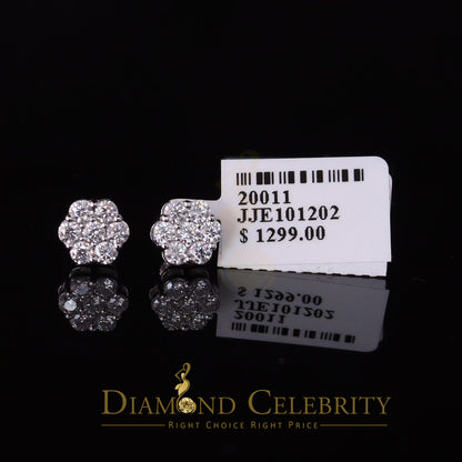 DiamondCelebritees 1.0ct Vvs 'D' Color Genuine Moissanite Stud FLORAL Earrings 10k Real White Gold