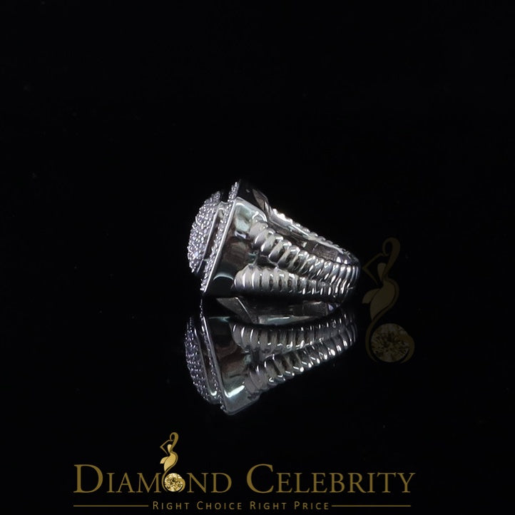 DiamondCelebritees 925 Silver White 2.00ct CZ Wide Square Albion Womens Adjustable Ring Size 7 to 9