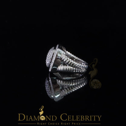 DiamondCelebritees 925 Silver White 2.00ct CZ Wide Square Albion Womens Adjustable Ring Size 7 to 9