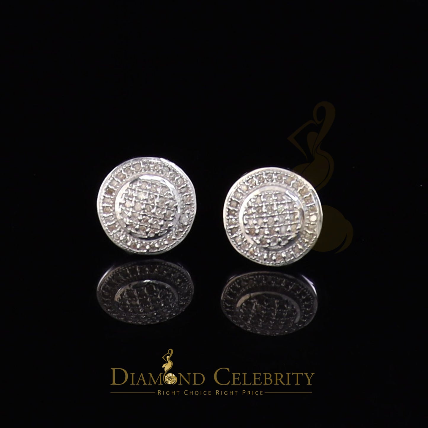 DiamondCelebritees 0.25ct Diamond 925 Sterling Silver White For Men's / Women's Round Earrings