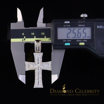 Diamondcelebritees Cross Pendant 925 Yellow Sterling Silver 2.25ct VVS D Clr. Moissanite for Women