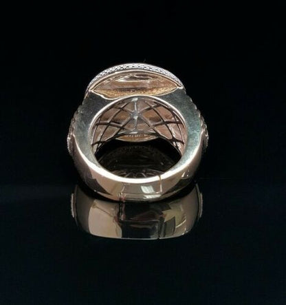 0.25 CT Diamond Men's Silver 925 Yellow Adjustable Masonic Ring From SZ 10 to 12