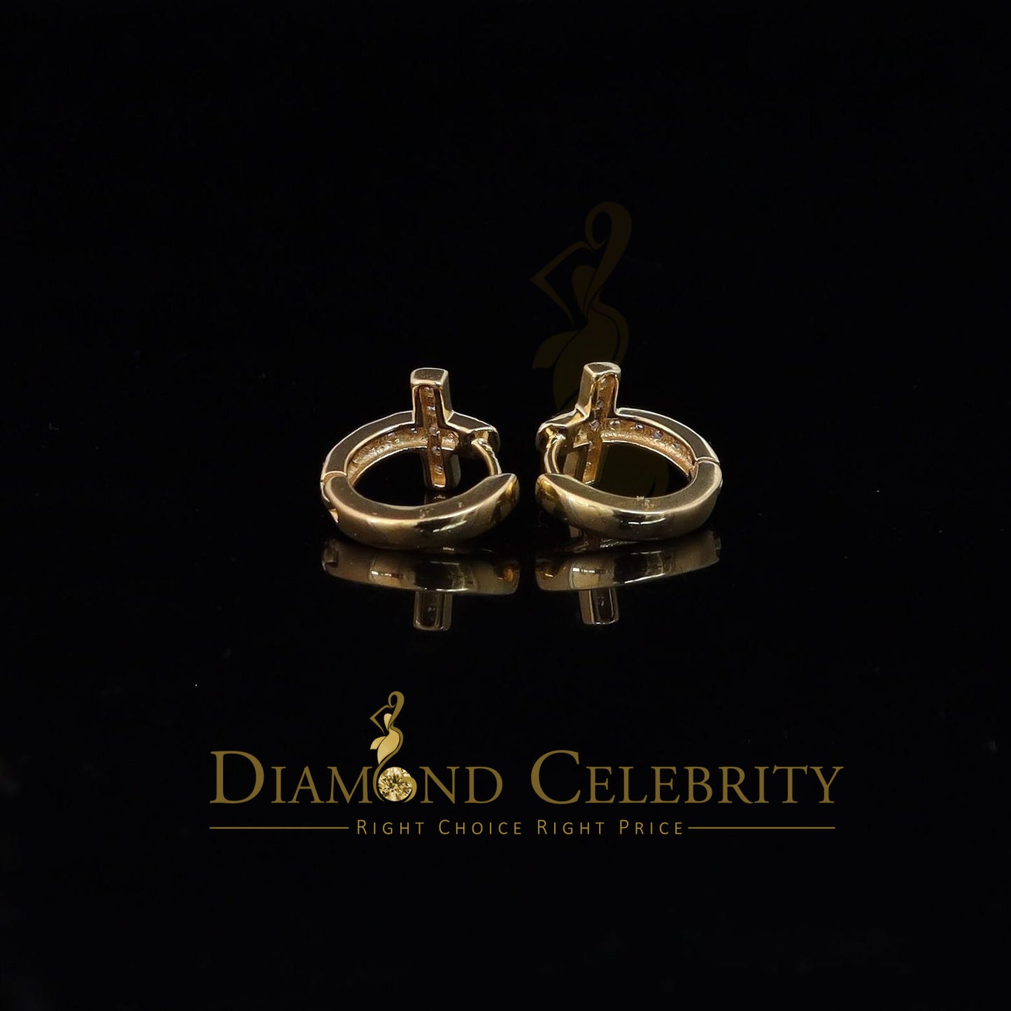 DiamondCelebritees  Yellow 925 Sterling Silver 0.72ct Cubic Zirconia Women's & Men's Hoop Earrings
