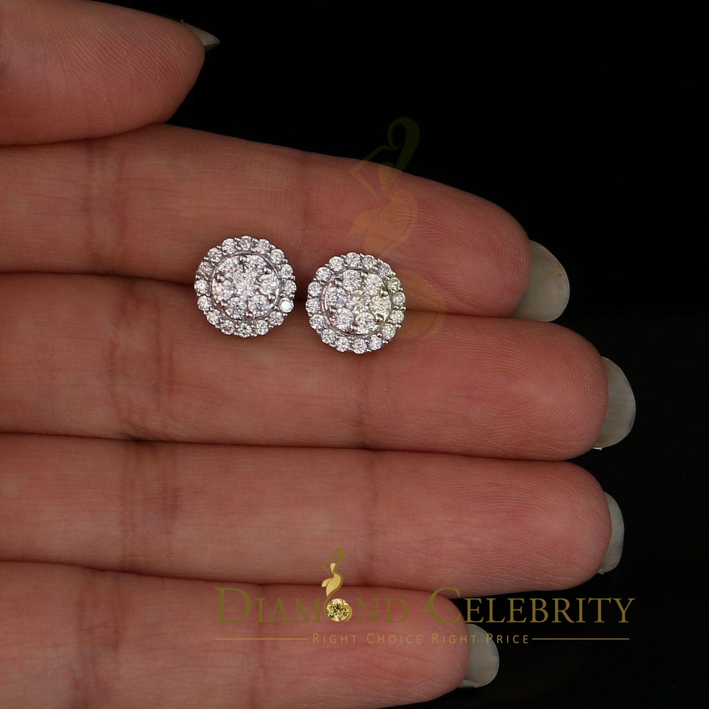 DiamondCelebritees  925 White Silver 1.96ct Cubic Zirconia Hip Hop Women's & Men's Round Earrings