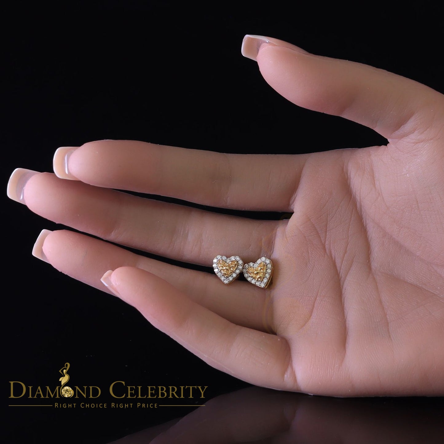 DiamondCelebritees 1.00ct Moissanite Yellow 925 Sterling Silver Women's Heart Shape Nugget Earrings