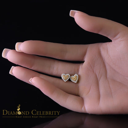 DiamondCelebritees 1.00ct Moissanite Yellow 925 Sterling Silver Women's Heart Shape Nugget Earrings