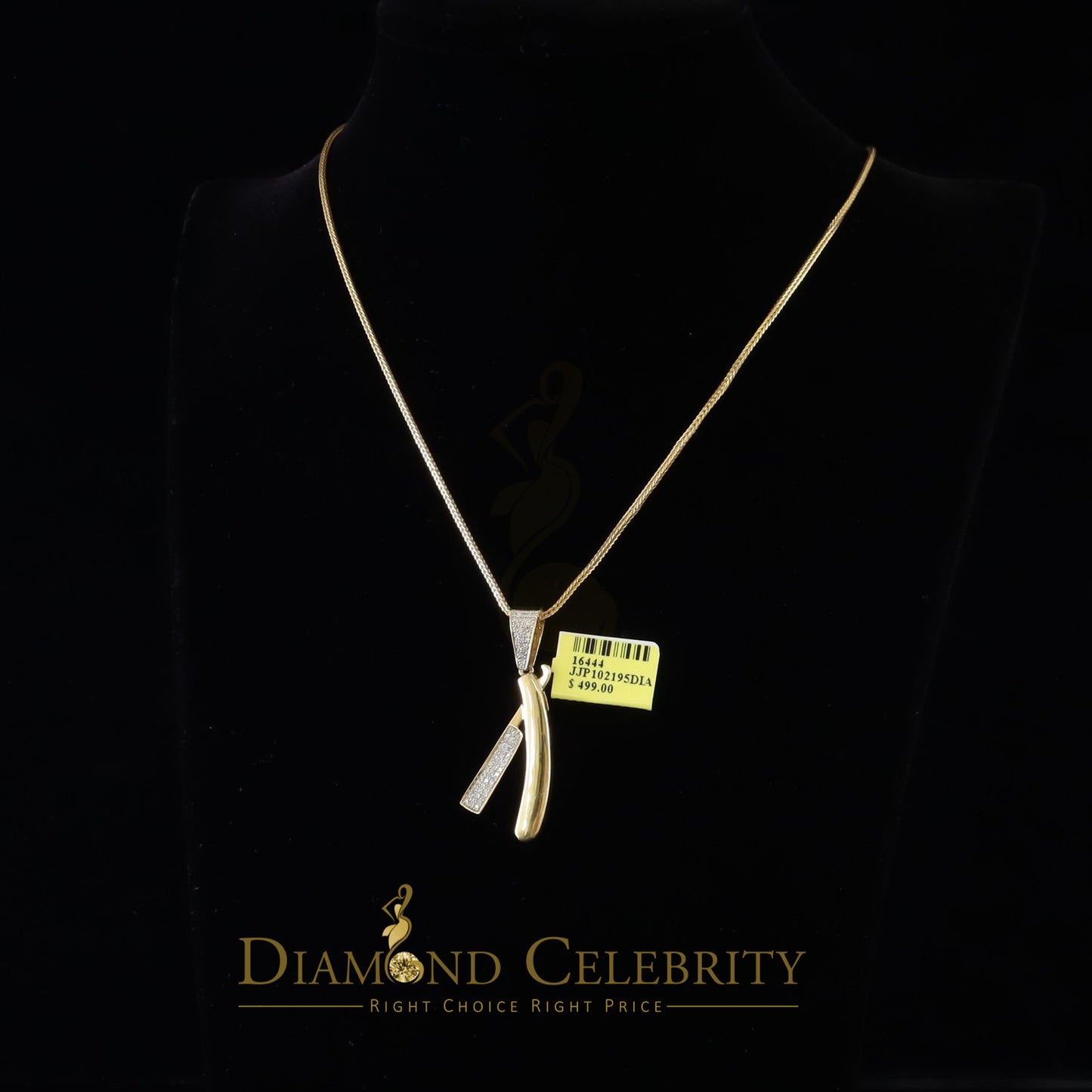 DiamondCelebritees  Real 0.33ct Diamond Sterling Silver Fashion EDGE RAZOR Charm Yellow Pendant