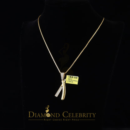 DiamondCelebritees  Real 0.33ct Diamond Sterling Silver Fashion EDGE RAZOR Charm Yellow Pendant