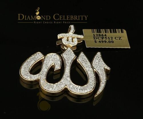 DiamondCelebritees Promising Yellow Sterling Silver Allah Shape Pendant with 2.77ct Cubicn Zirconia