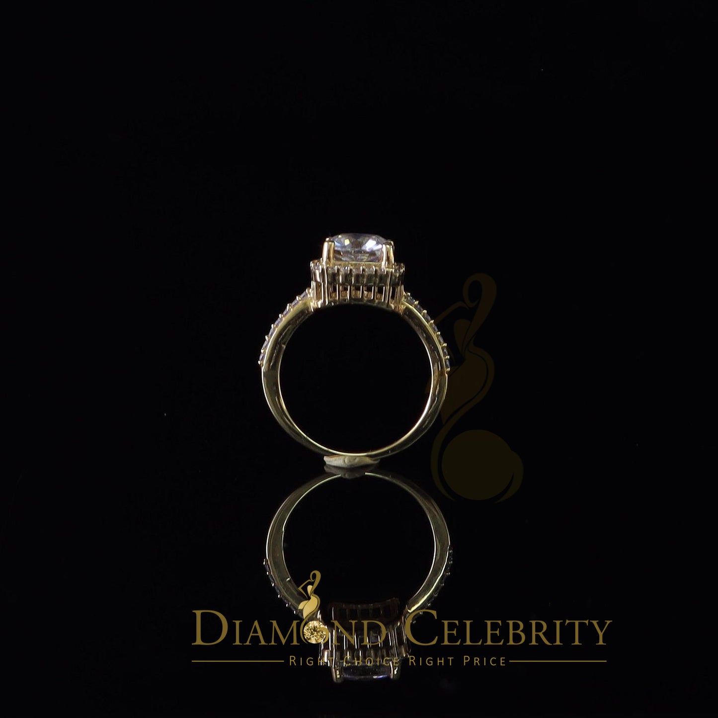 King Of Blings  10K Yellow Gold 3.00CT 'VVS' 'FL' D clr Cushion Cut Moissonite Womens Ring S/7