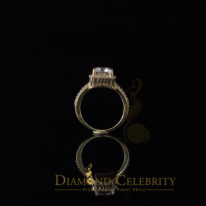 King Of Blings  10K Yellow Gold 3.00CT 'VVS' 'FL' D clr Cushion Cut Moissonite Womens Ring S/7