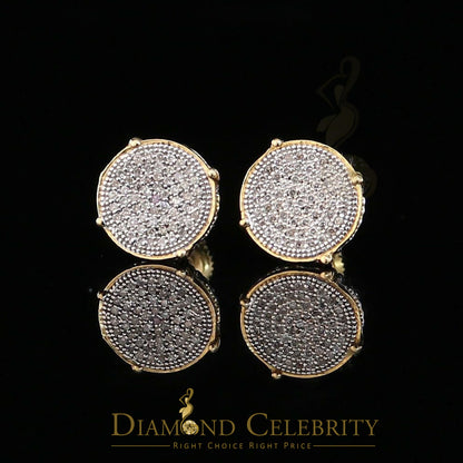 DiamondCelebritees 925 Sterling Silver 0.30ct Real Diamond For Women's/ Men's Yellow Round Earrings