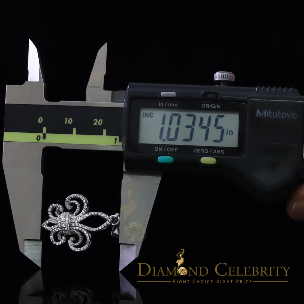 DiamondCelebritees Sterling 925 Silver Fleur de Lis White Shape Pendant with 0.93ct Cubic Zirconia