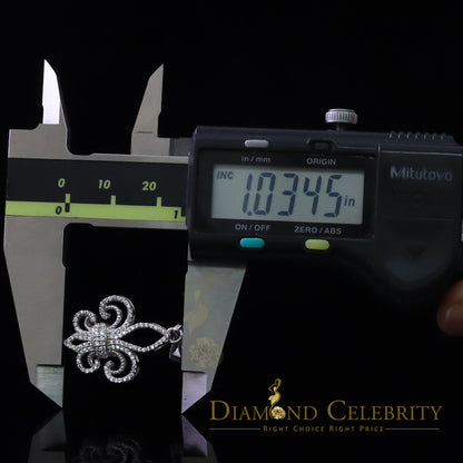 DiamondCelebritees Sterling 925 Silver Fleur de Lis White Shape Pendant with 0.93ct Cubic Zirconia