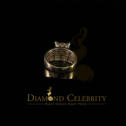 DiamondCelebritees 925 Yellow Square 2.34 ct Cubic Zirconia Silver Engagement Men's Ring Size 8