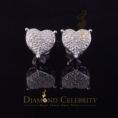 DiamondCelebritees 0.10ct Diamond 925 White Silver for Men's & Womens Stud Heart Cluster Earring