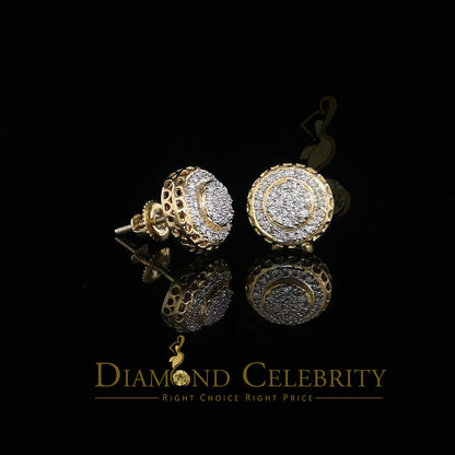 DiamondCelebritees 925 Sterling Silver 0.20ct Diamond For Women's/ Men's Yellow Stud Round Earrings