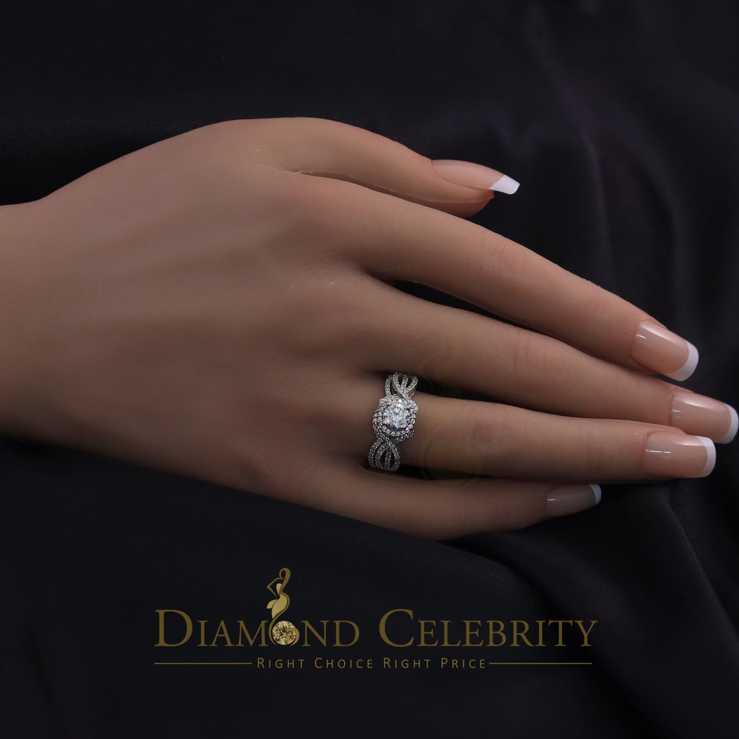 DiamondCelebritees 1.20ct Cubic Zirconia White 925 Silver Men's/ Women 2PC Bridal Rings Size 7