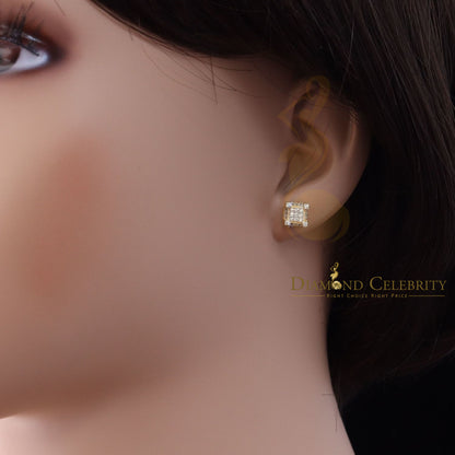 DiamondCelebritees  0.74ct Cubic Zirconia Elegant Yellow 925 Silver Square Men's & Women's Earrings