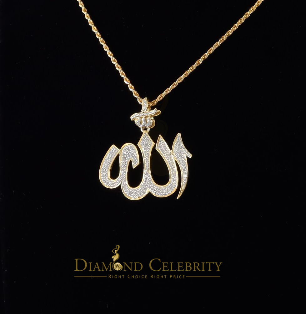DiamondCelebritees  Real 0.25ct Diamond Sterling Silver ALLAH Charm Necklace Pendant in Yellow