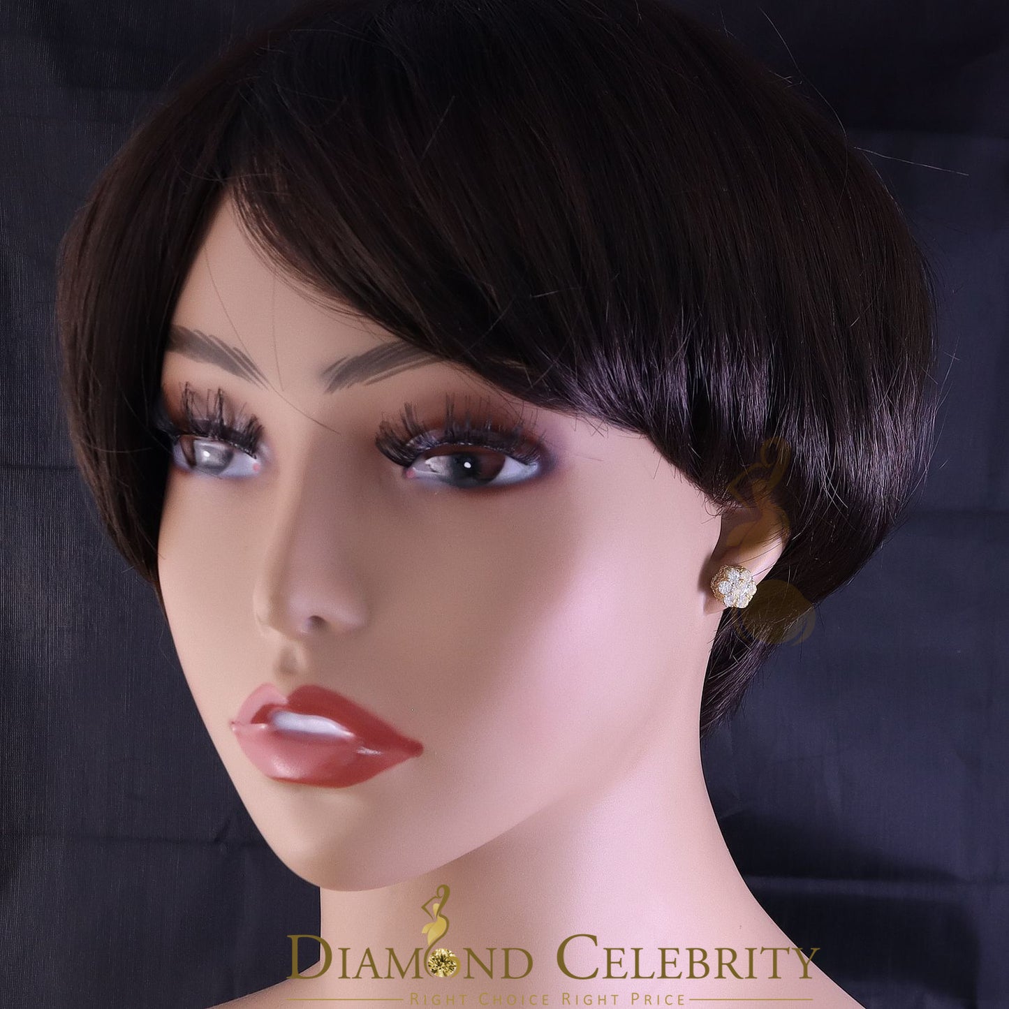 DiamondCelebritees  Round Style Earring 2.00ct Cubic Zirconia 925 Sterling Silver Yellow for He/She