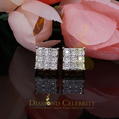 DiamondCelebritees 0.50ct Diamond 925 Sterling Silver Yellow For Men's / Women's Square Earrings
