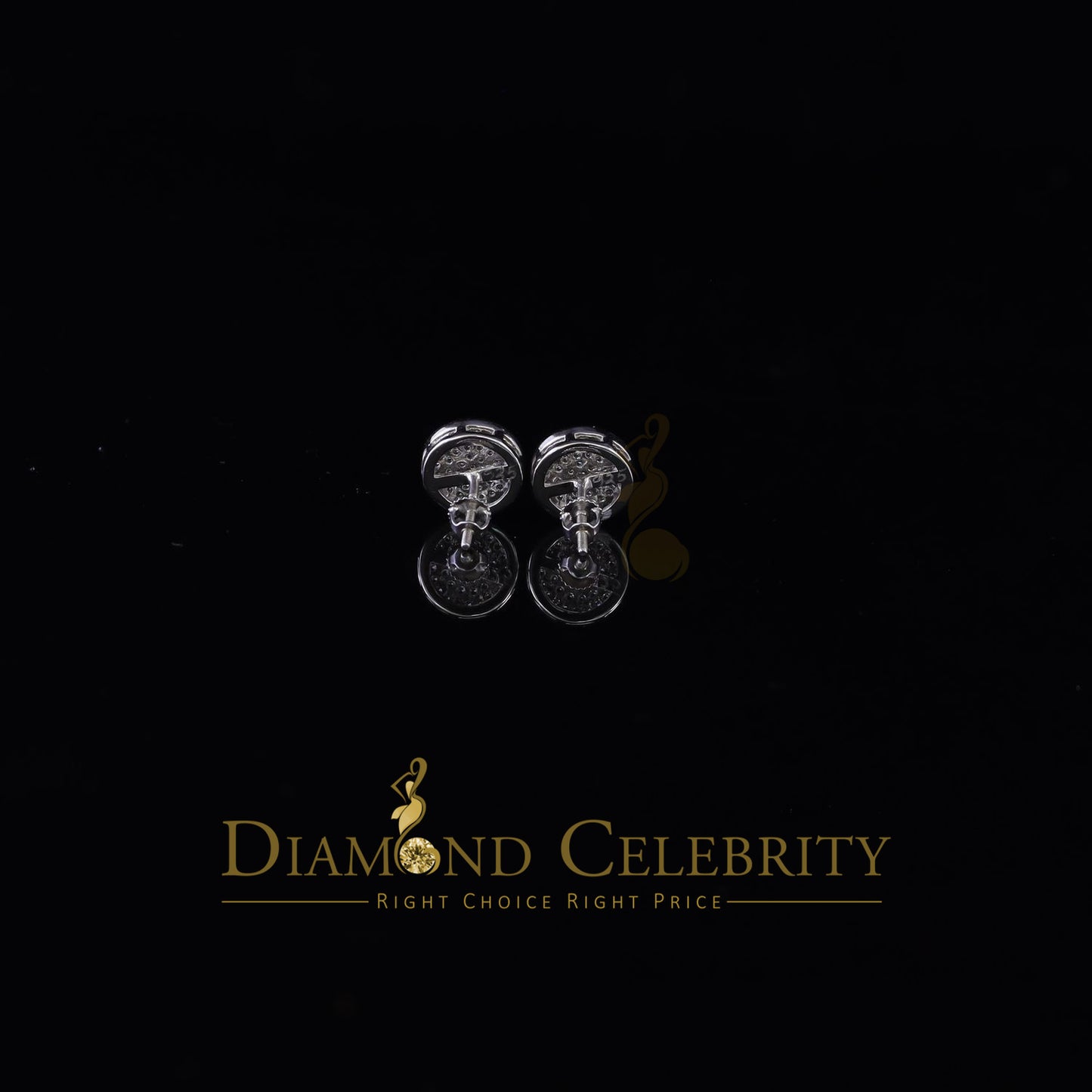 DiamondCelebritees  0.78ct Cubic Zirconia 925 Yellow Silver Women's & Men's Hip Hop Round Earrings
