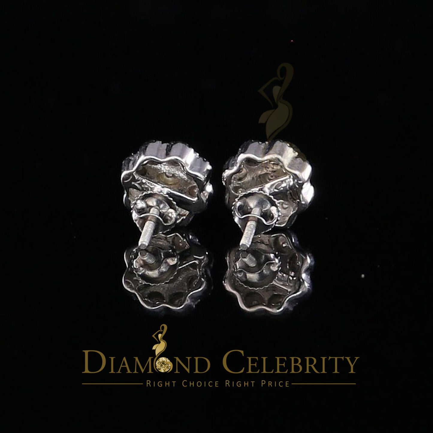 DiamondCelebritees 0.10ct Diamond 925 Sterling Silver White Floral Earrings For Men's & Women's