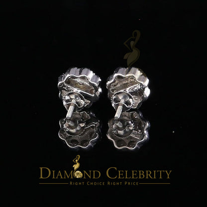 DiamondCelebritees 0.10ct Diamond 925 Sterling Silver White Floral Earrings For Men's & Women's