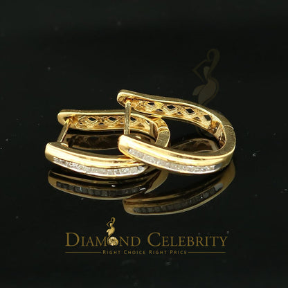 DiamondCelebritees 0.33ct Diamond 925 Sterling Silver Yellow Hoop Stud Earrings For Men's / Women's
